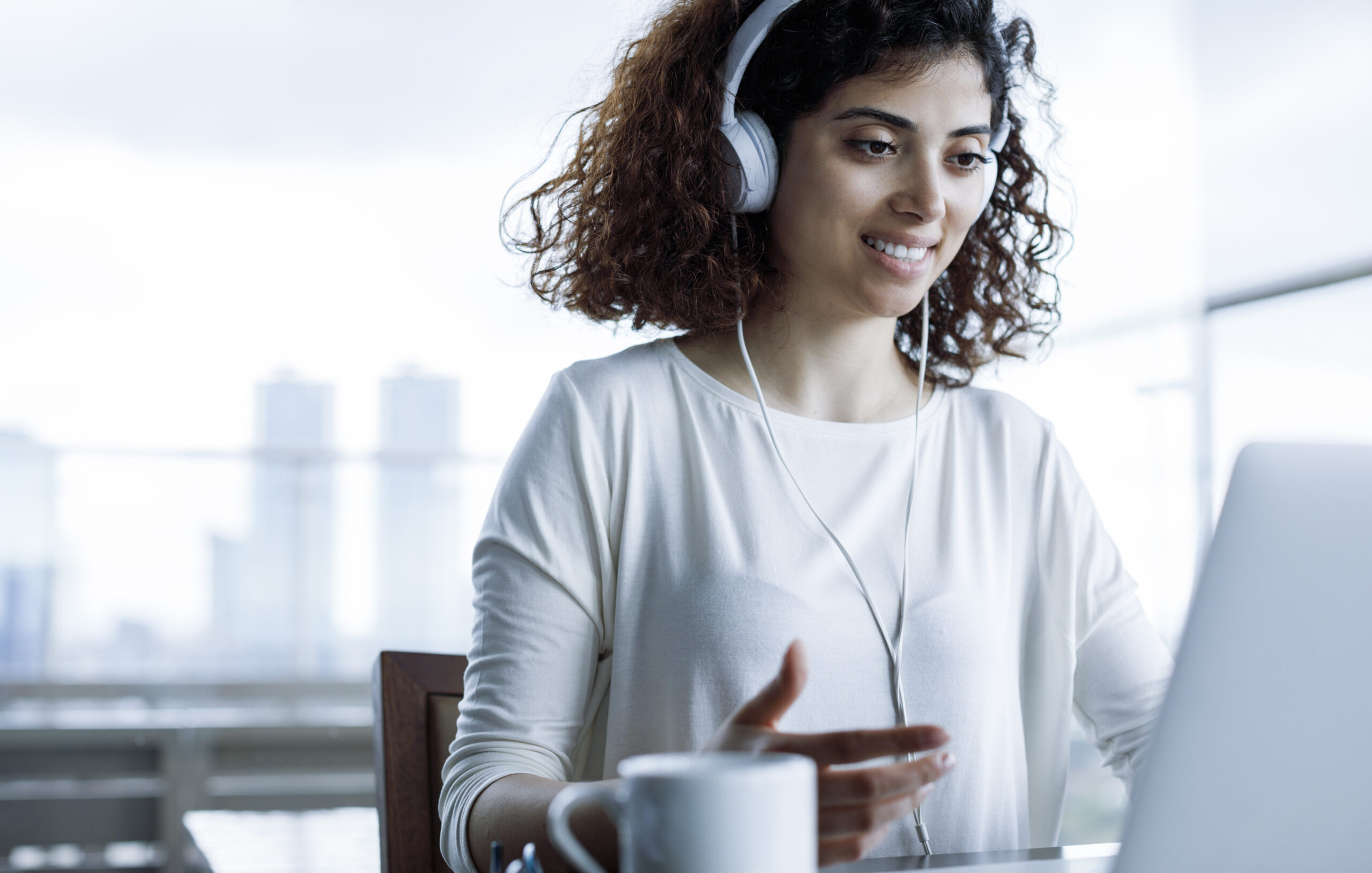 Young woman working on laptop